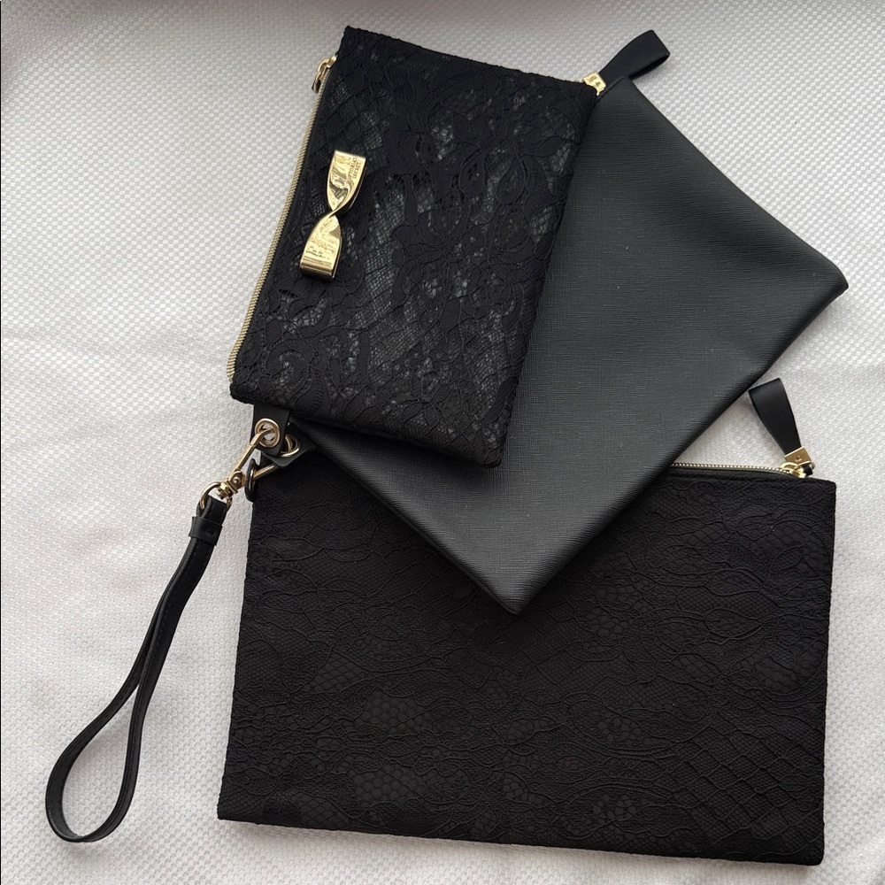 Elegant Black Trio Victoria Secrets Clutch Set